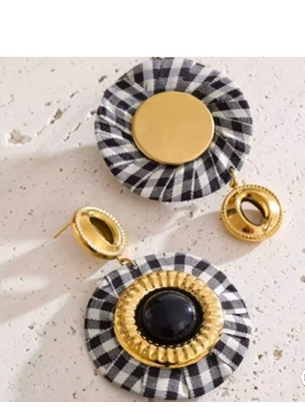 Black and Gold Circular Drop Earrings - Women Jewelry - Picture 2 of 4